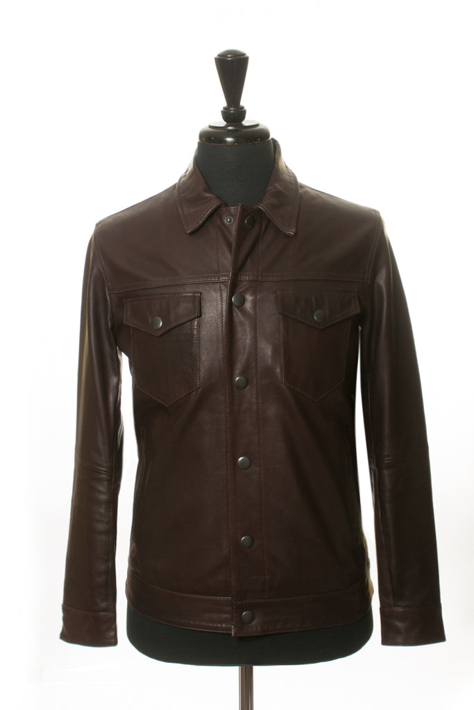 John Varvatos Chestnut Brown Sheep Leather Jacket