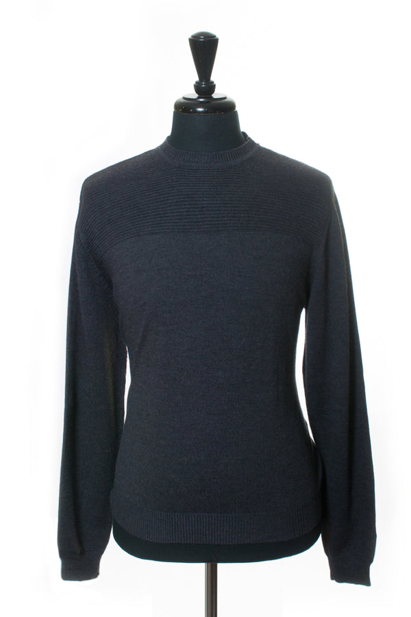 Agnes B Grey Merino Wool Crew Neck Sweater at Luxmrkt.com menswear consignment Edmonton.