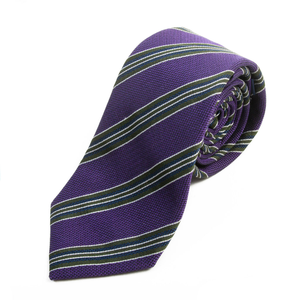 Altea Milano Purple Striped Silk Tie