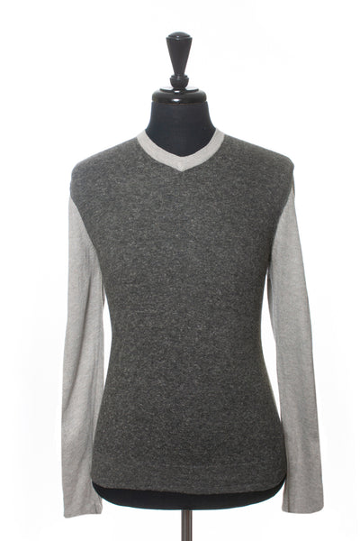 James Perse Gray Linen Blend V-Neck Sweater