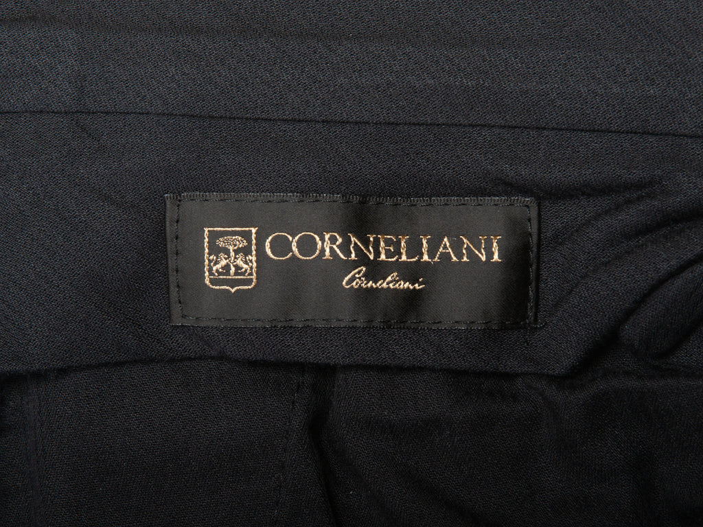 Corneliani Navy Blue Microcheck Leader Pants