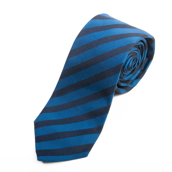 Hugo Boss Navy Blue Striped Handmade Silk Tie