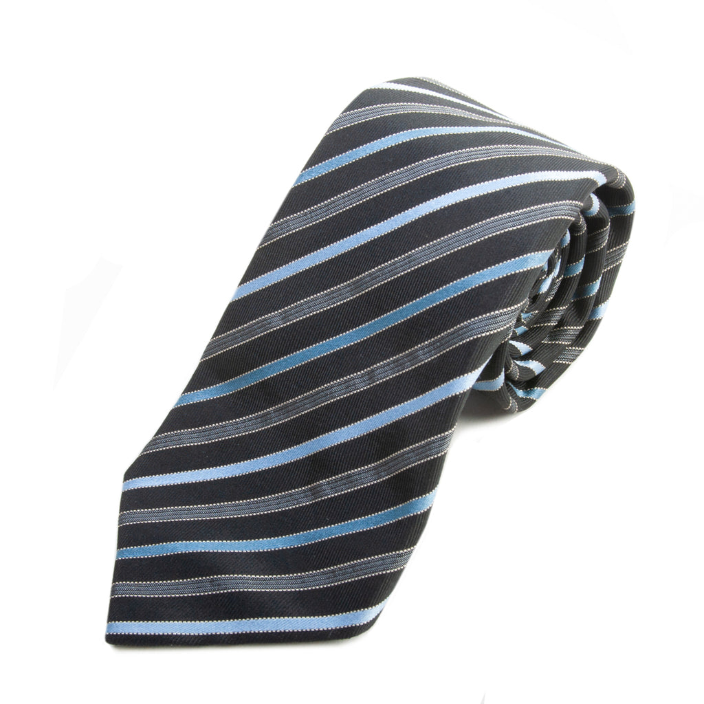 Hugo Boss Blue on Black Striped Tie