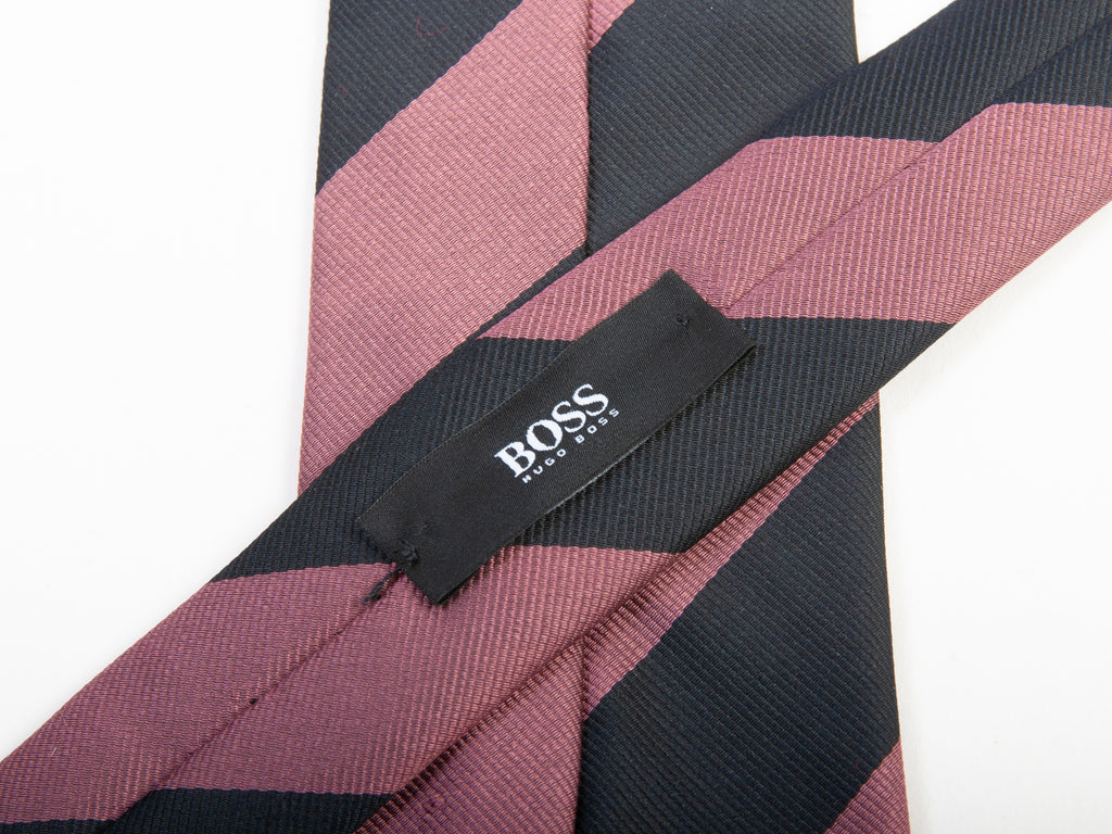 Hugo Boss Crushed Berry Pink Striped Tie