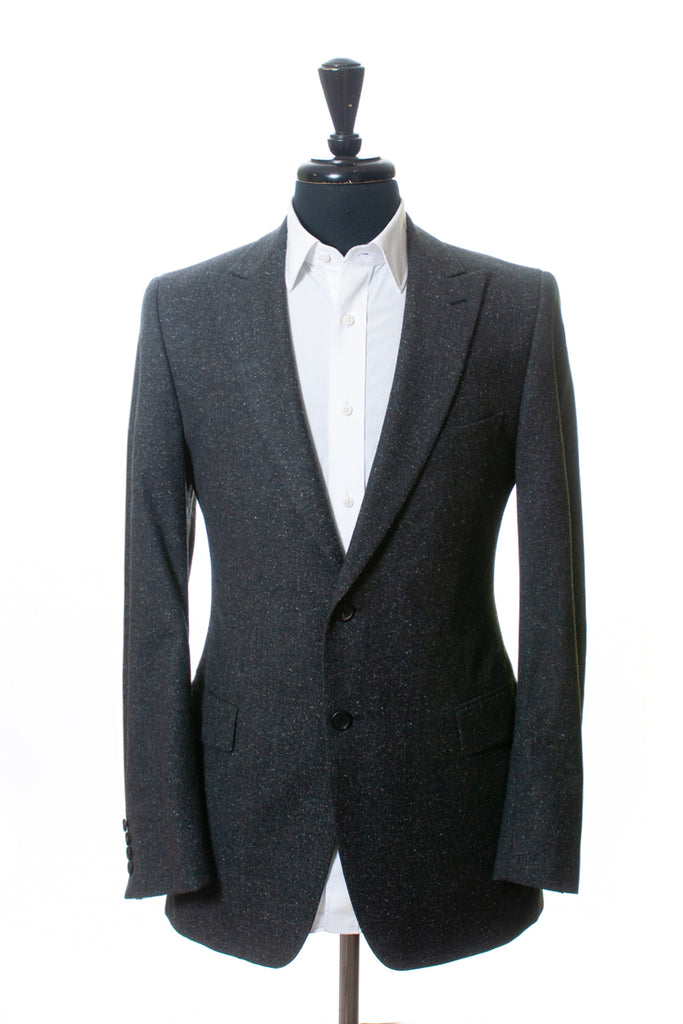 Prada Grey Fleck Weave Silk Blend Blazer at Luxmrkt.com menswear consignment Edmonton.