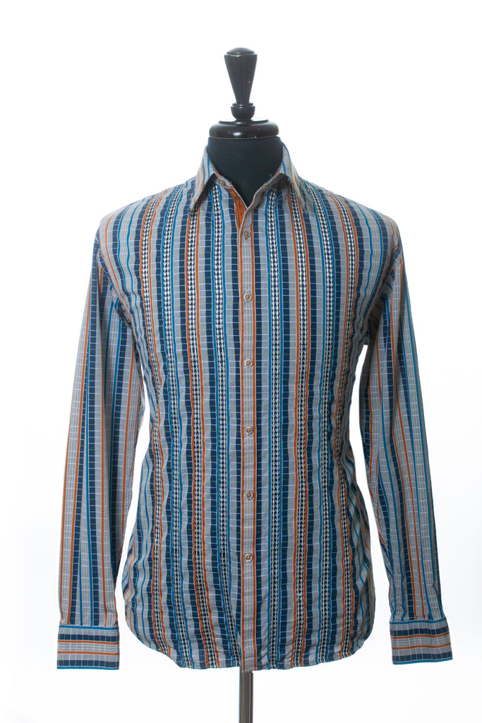 Robert Graham Embroidered Pattern Stripe Shirt