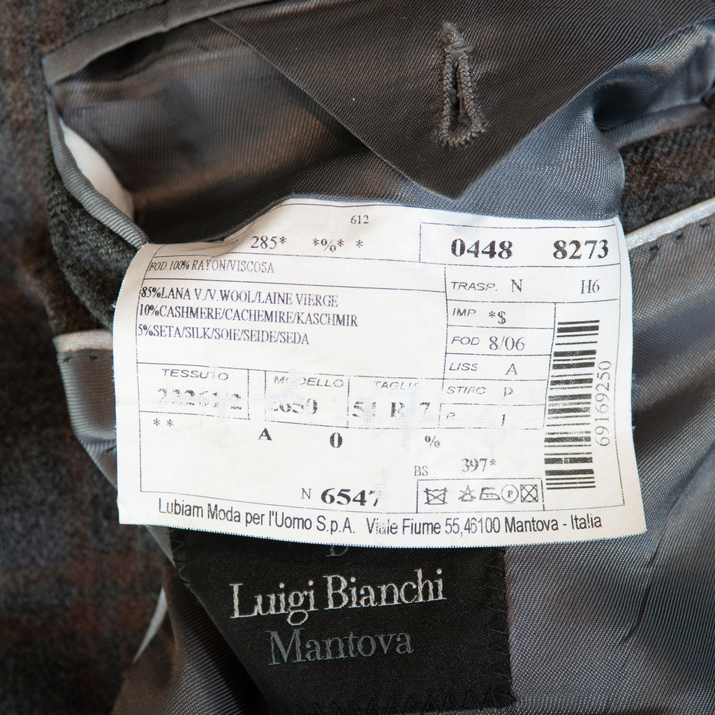 Luigi Bianchi Mantova Grey Check Loro Piana Silk Cashmere Blazer