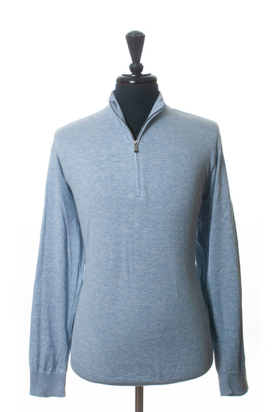 Paul & Shark Light Blue Half Zip Cashmere Blend Sweater