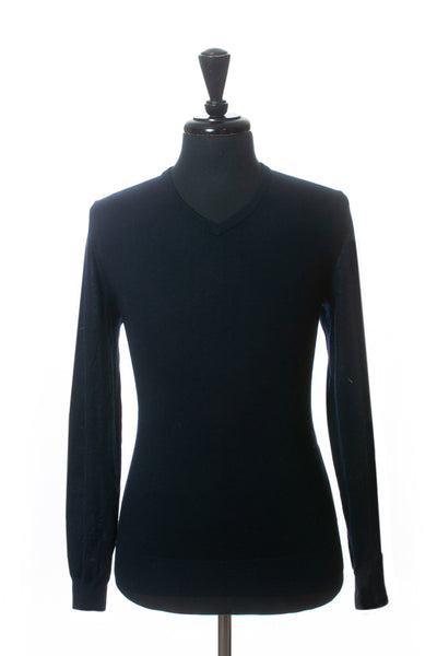 Tiger of Sweden Navy Blue Rael Italian Yarn V-Neck Sweater