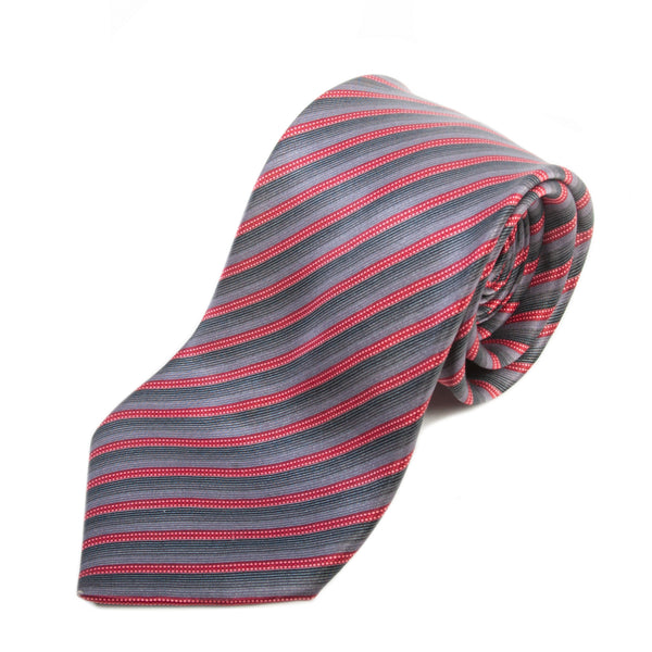 Italo Ferretti Red on Grey Striped Silk Tie