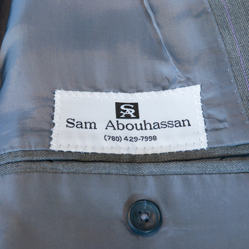 Sam Abouhassan Lilac on Gray Pinstripe Wool Suit