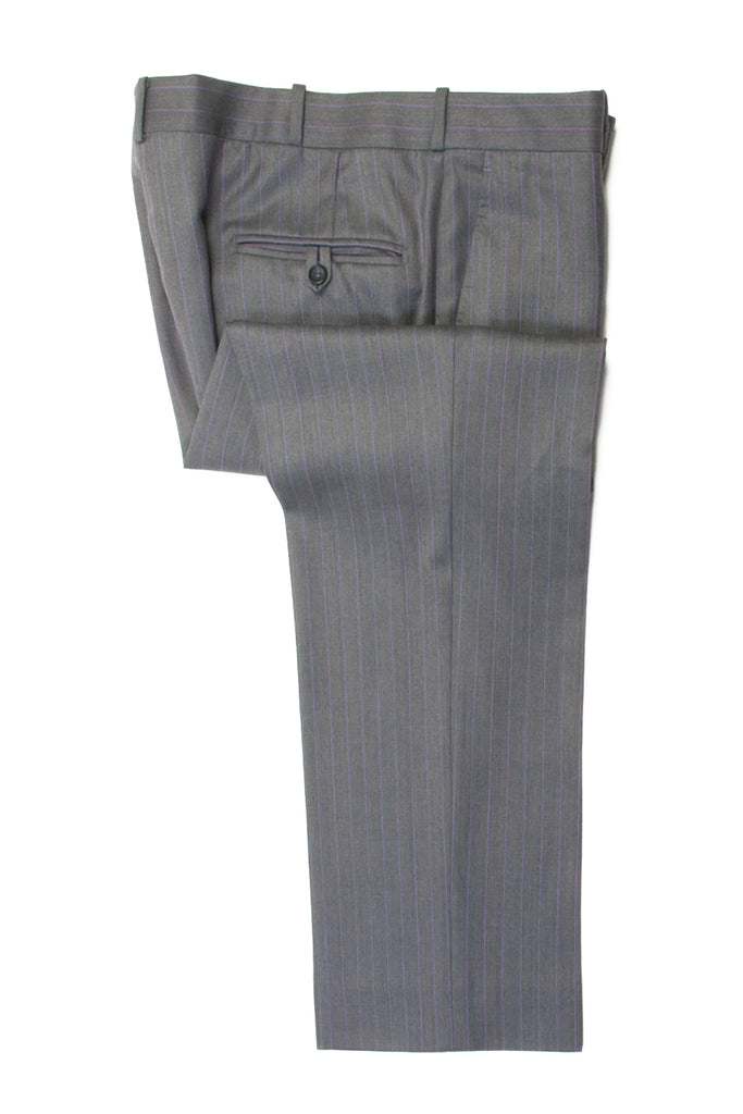 Sam Abouhassan Lilac on Gray Pinstripe Wool Suit