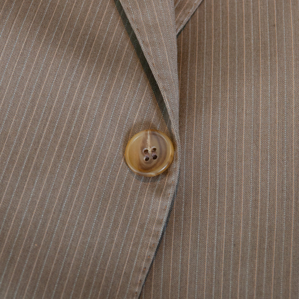 Sam Abouhassan Brown Pinstripe Wool Suit