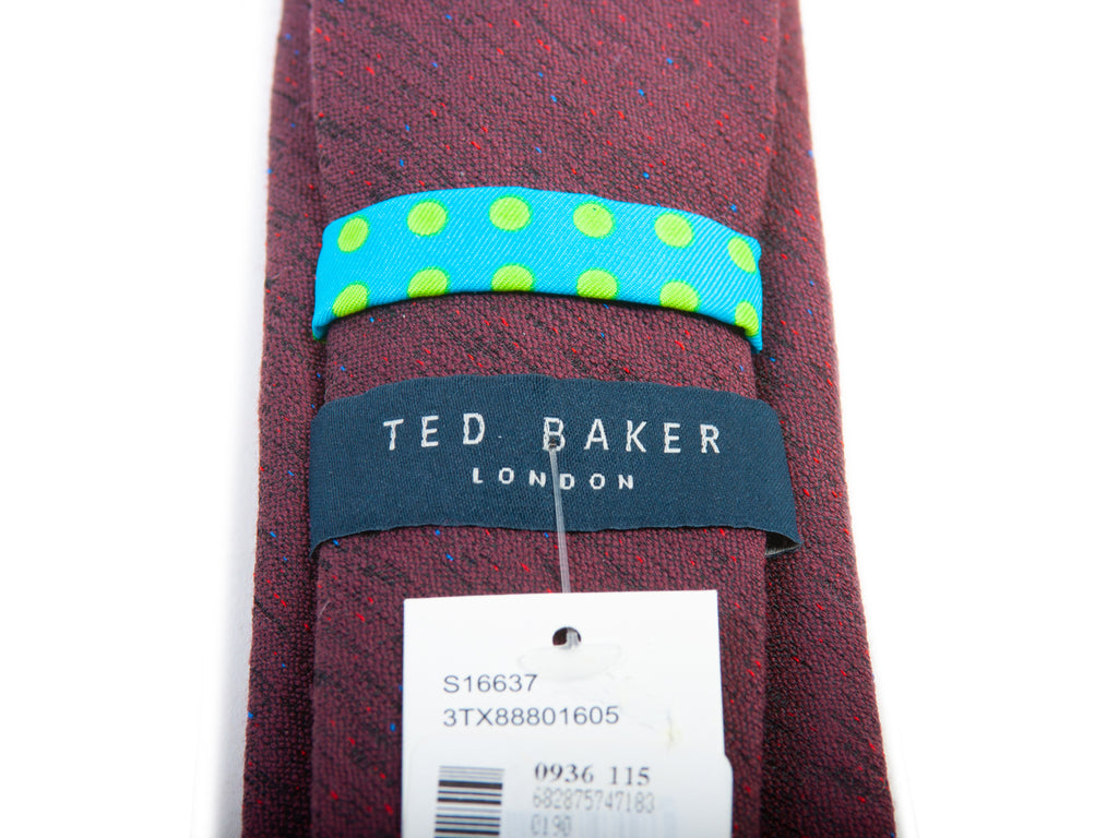 Ted Baker NWT Burgundy Donegal Solid Wool Blend Tie