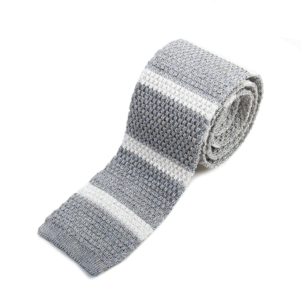 Hugo Boss Tailored NWT Grey Striped Knit Tie