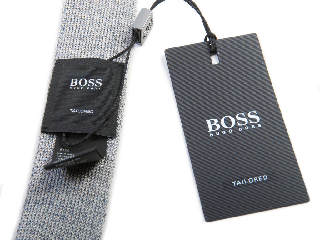 Hugo Boss Tailored NWT Grey Striped Knit Tie