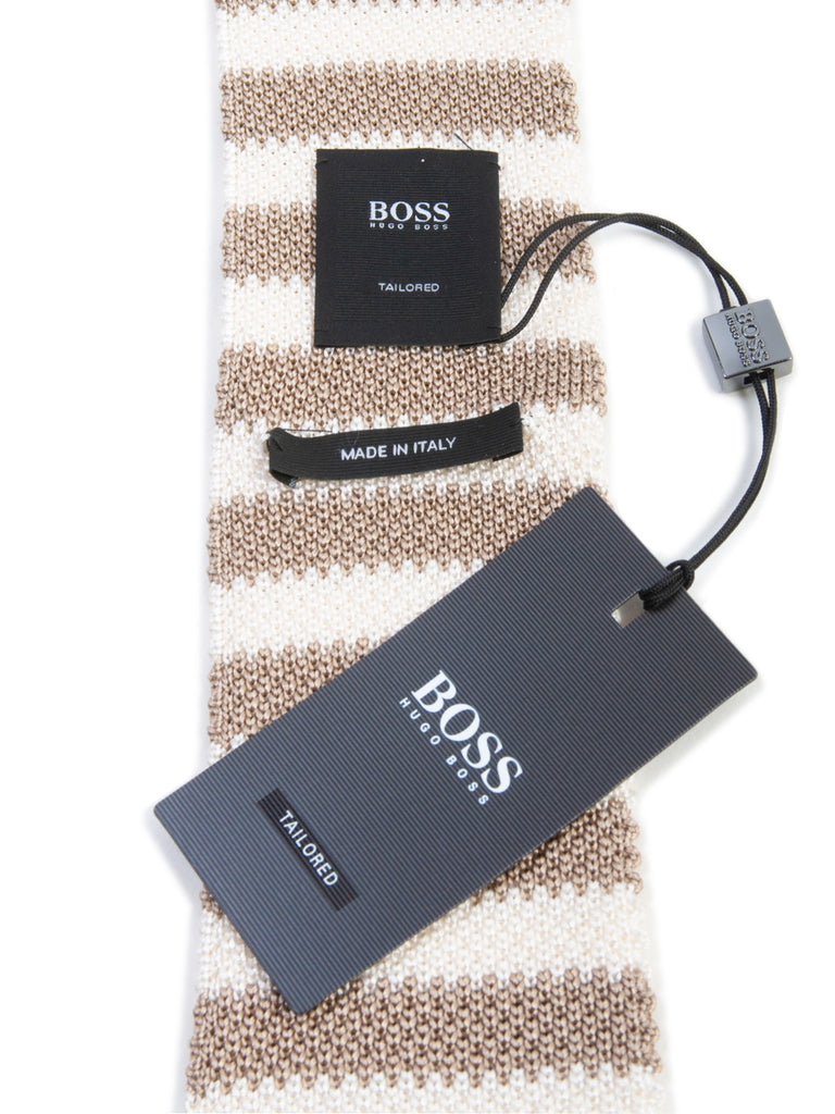 Hugo Boss Tailored NWT Brown Striped Knit Tie

