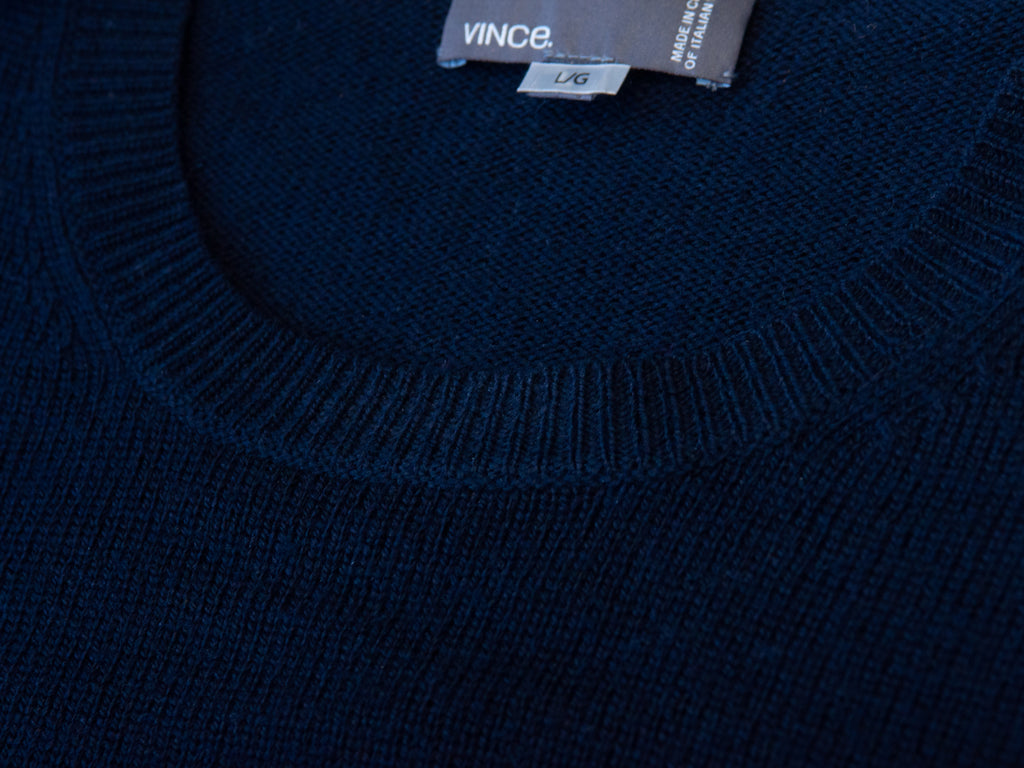 Vince Navy Blue Italian Yarn Crew Neck Sweater