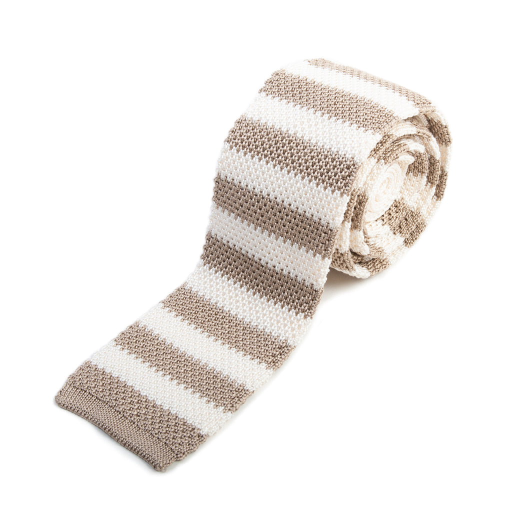Hugo Boss Tailored NWT Brown Striped Knit Tie