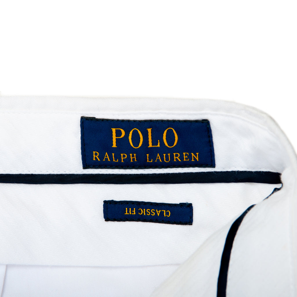 Polo Ralph Lauren White Classic Fit Silk Linen Trousers