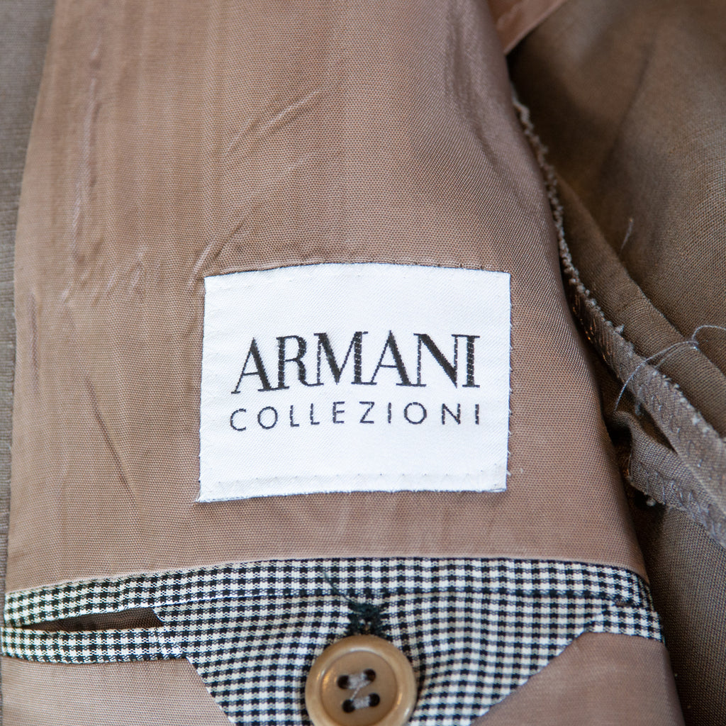 Armani Collezioni Brown Silk Blend Sharkskin Suit