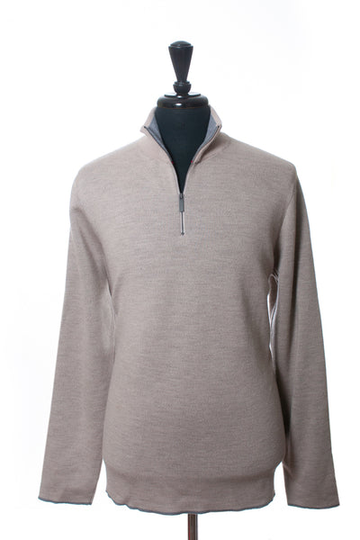 Benson Gray Merino Wool Half Zip Sweater