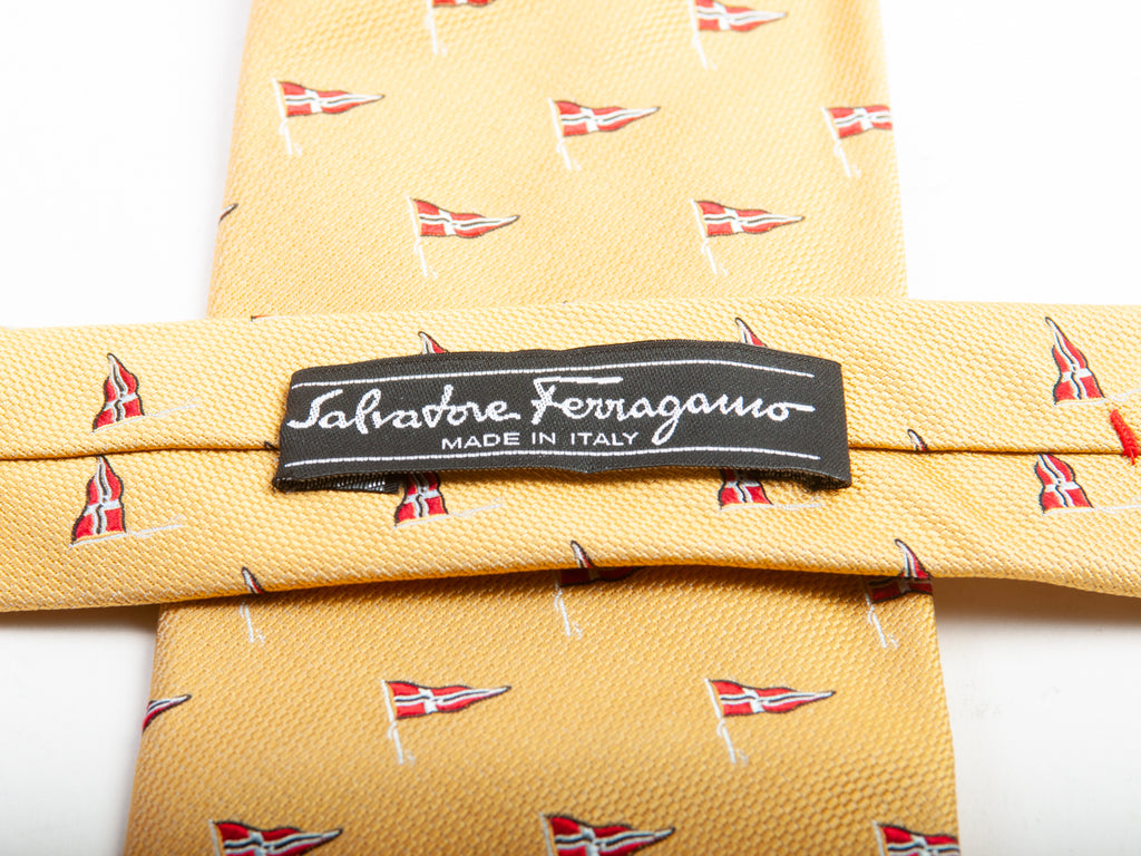 Salvatore Ferragamo Golden Yellow Swan Regatta Tie