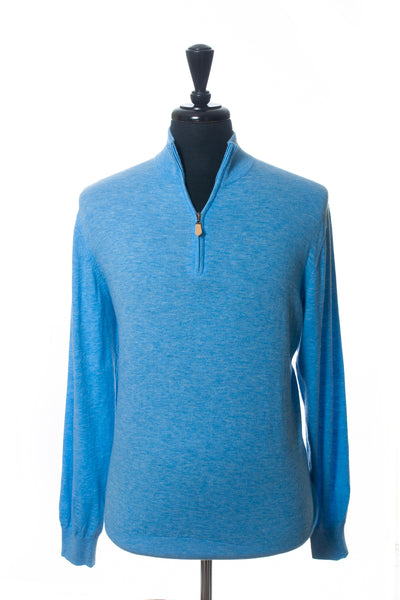 Garrison Blue Cashmere Blend Half Zip Sweater