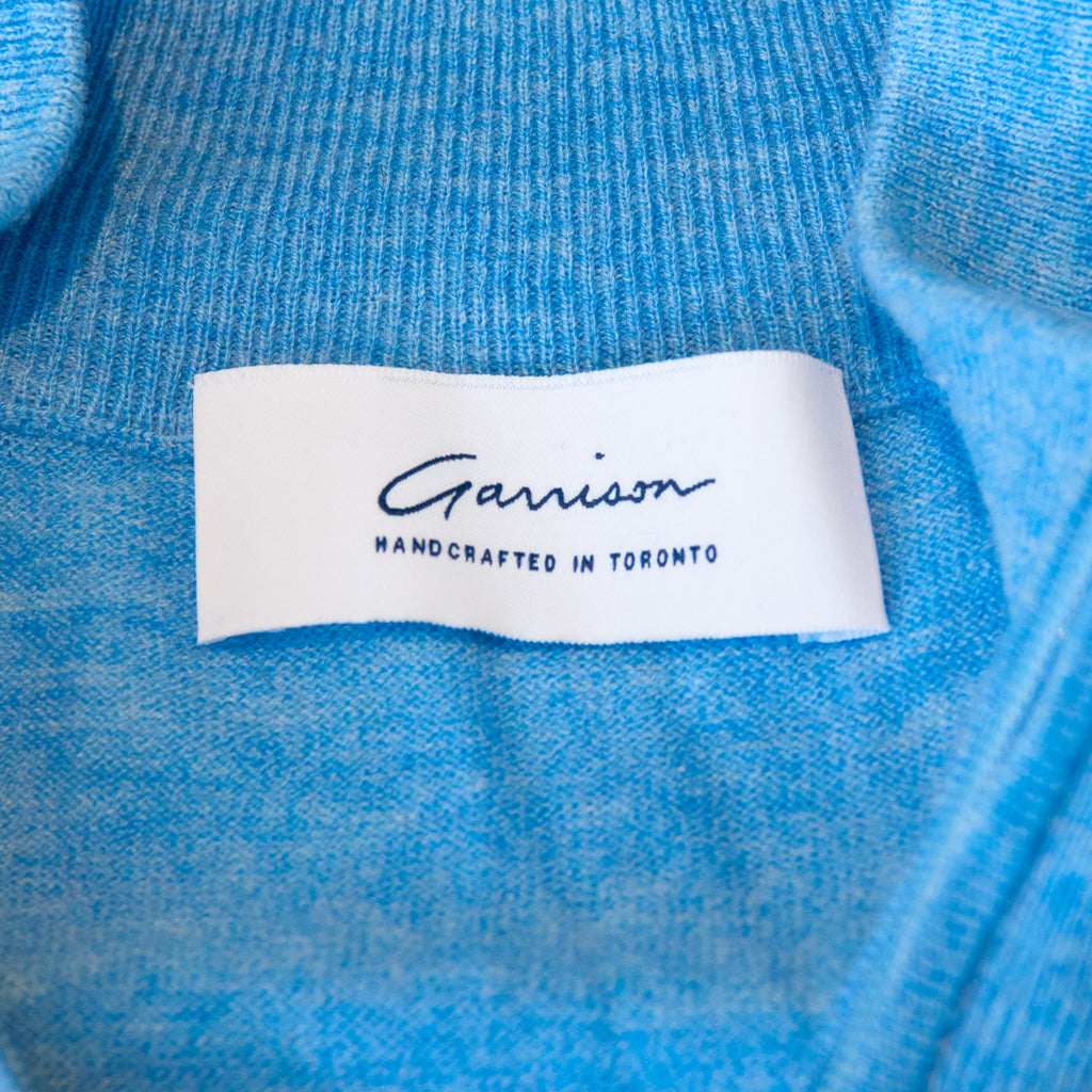 Garrison Blue Cashmere Blend Half Zip Sweater