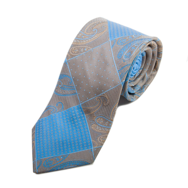 Robert Graham Blue and Gray Patchwork Print Tie