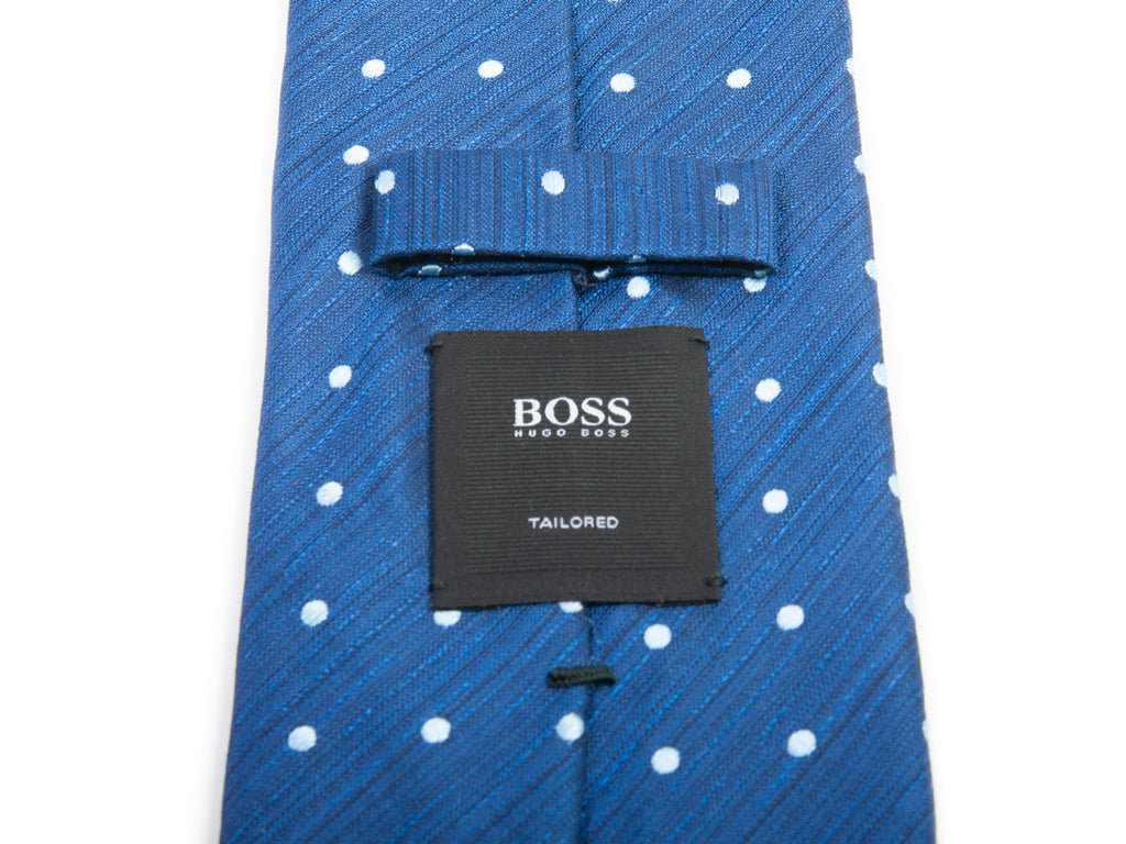 Hugo Boss Tailored Navy Blue Polka Dot Tie