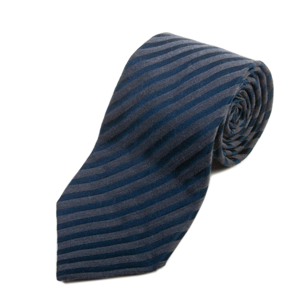 Paul Smith Midnight Blue on Gray Striped Tie