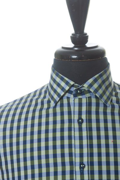 Sand Navy Blue on Green Check Shirt