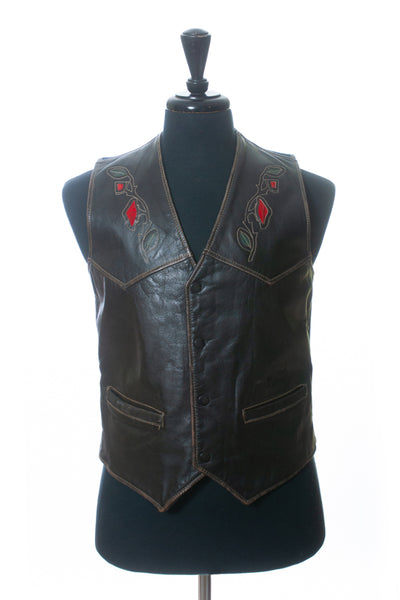 Diesel Rare Vintage Brown Leather Flying Cougar Vest