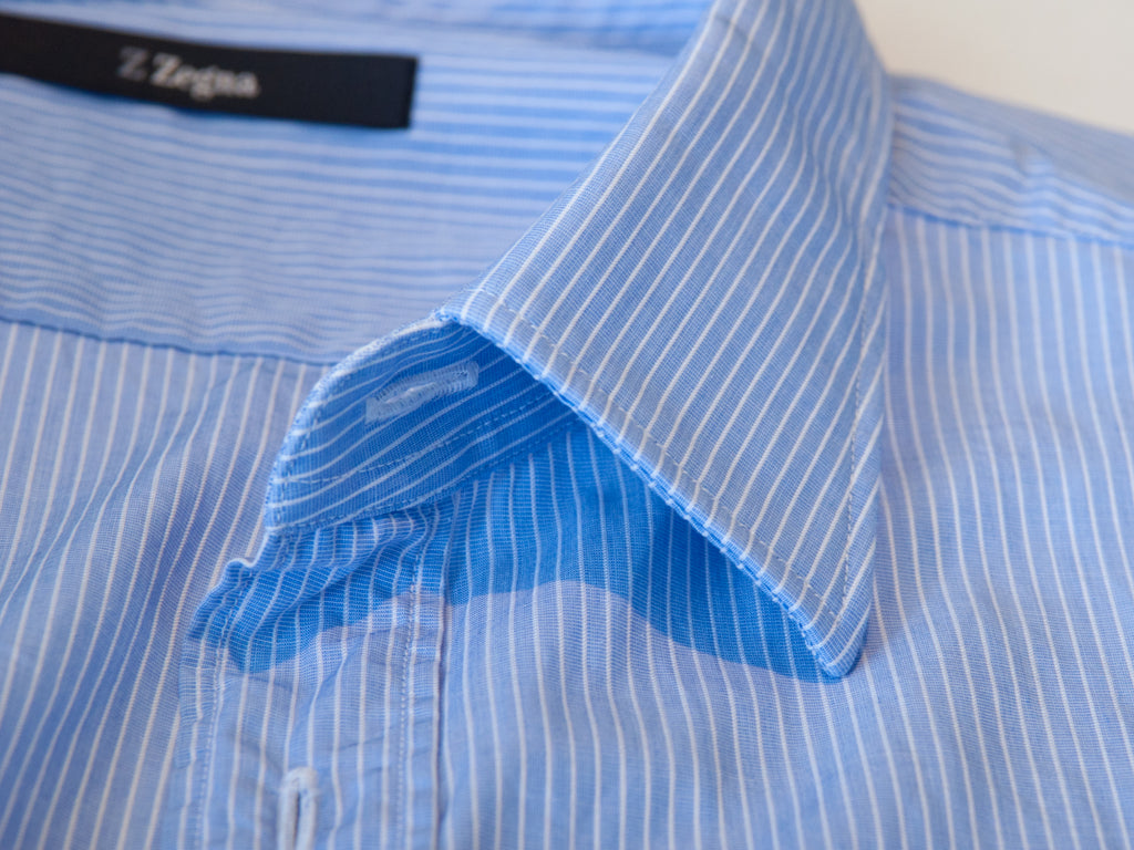 ZZegna Blue Striped City Fit Shirt