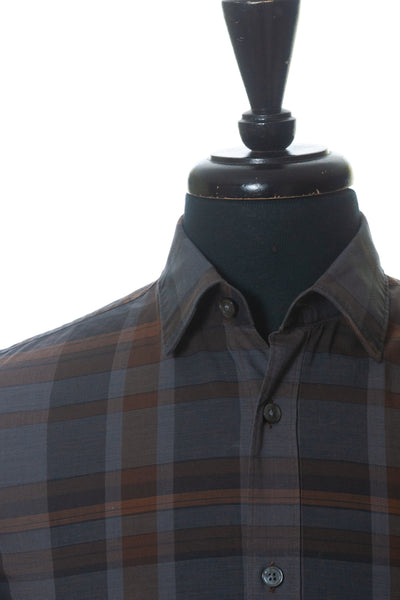 Hugo Boss Brown Plaid Slim Fit Ronni Shirt