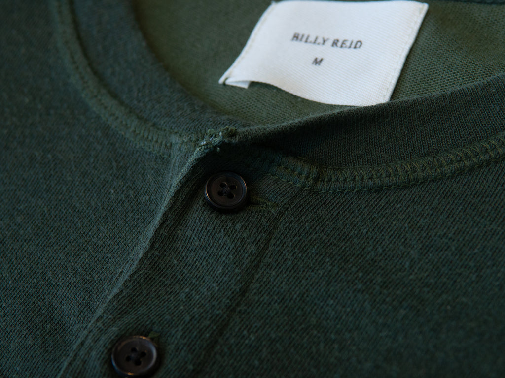 Billy Reid Green Cotton Henley Shirt