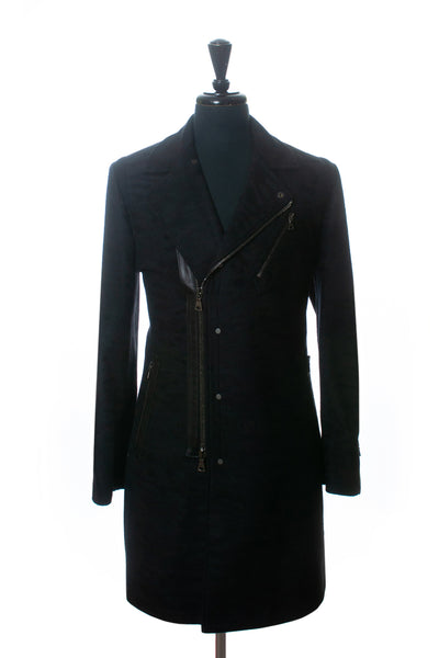 John Varvatos Black Spotted Mohair Blend Coat