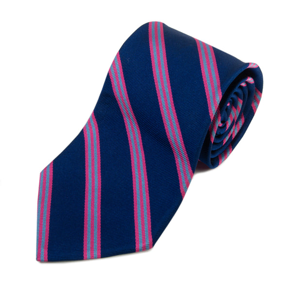 Brooks Brothers Pink on Navy Blue Striped English Silk Tie