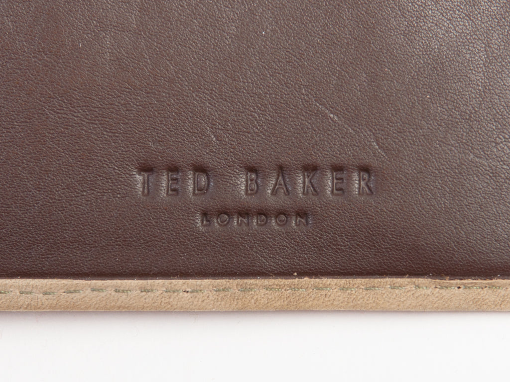 Ted Baker NWT Sandbar Brown Perforated Suede Wallet