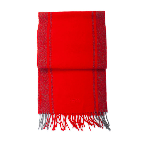 Hugo Boss Red Striped Wool Scarf