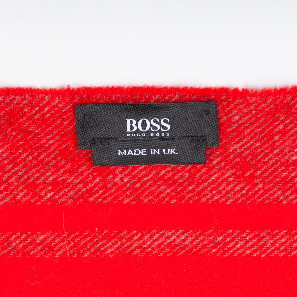 Hugo Boss Red Striped Wool Scarf