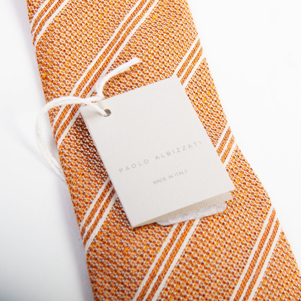 Paolo Albizzati Coral Brown Textured Striped Tie