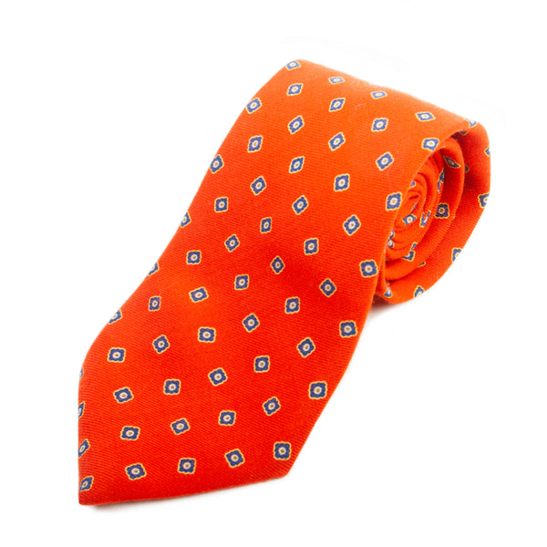 Atelier F&B Geneve Orange Wool Blend Geometric Tie