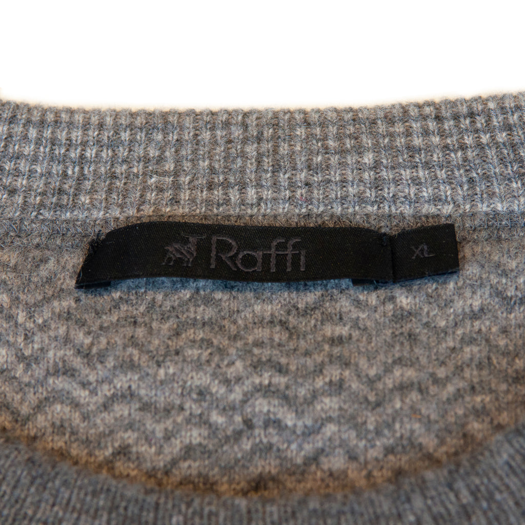 Raffi Gray Pure Cashmere Crew Neck Sweater
