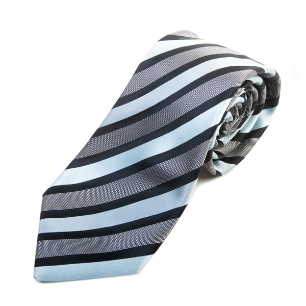 Hugo Boss Gray on Sky Blue Striped Tie