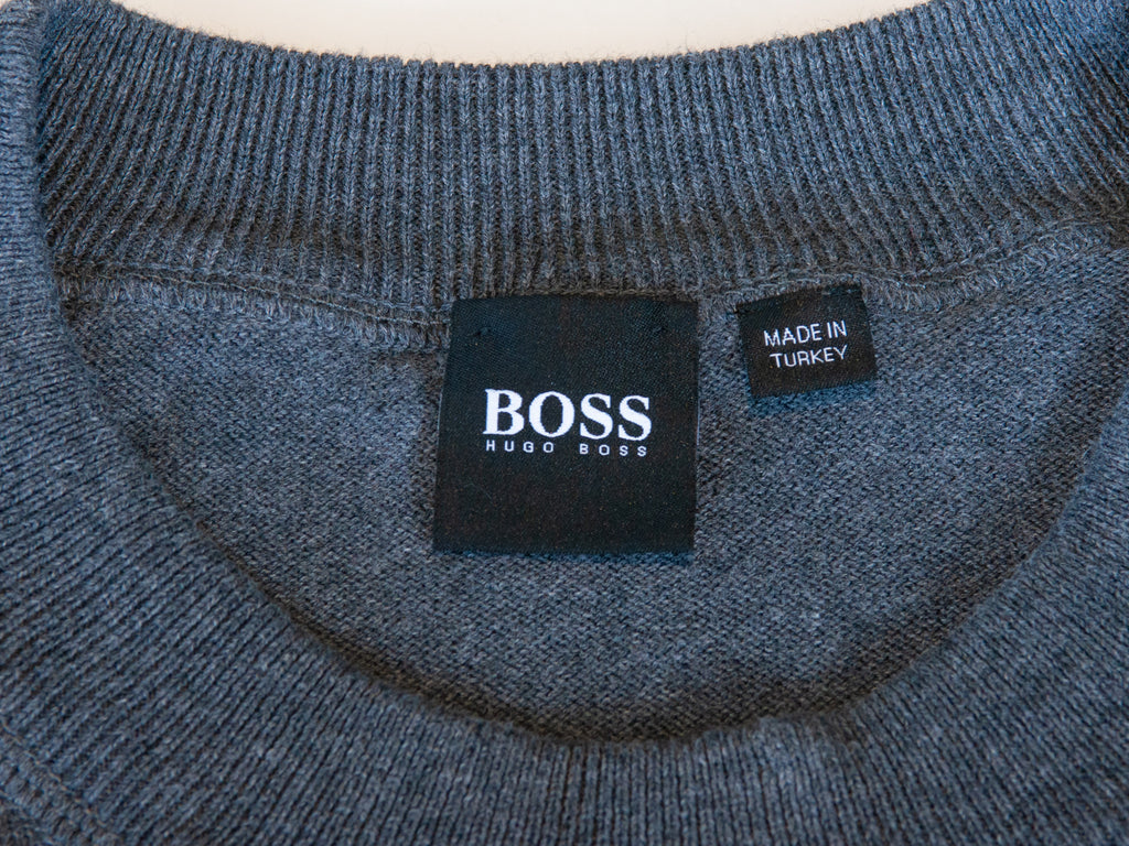 Hugo Boss Gray Cotton Ifeo Crew Neck Sweater