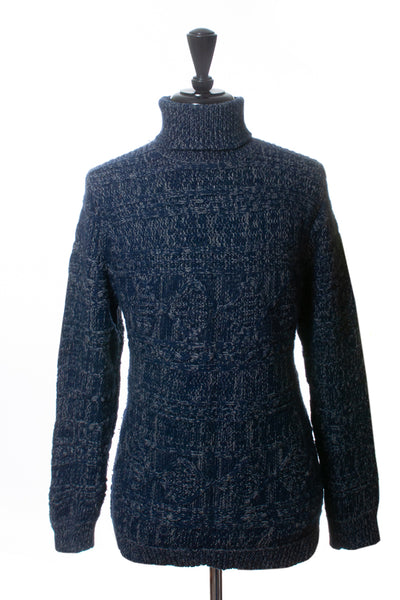 Gant Rugger Blue Mix Horizontal Cable Roll-Neck Sweater