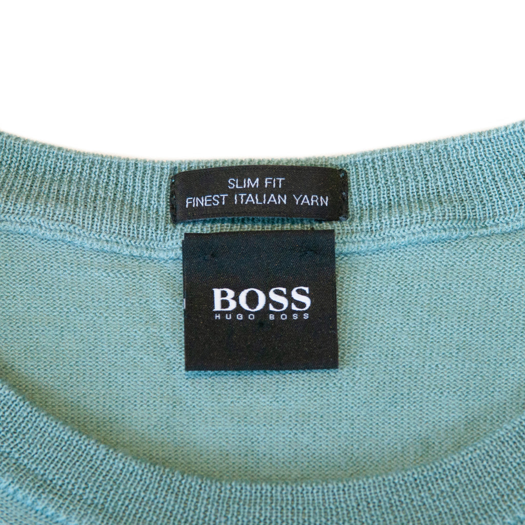 Hugo Boss Mint Green Slim Fit Leno-P Sweater