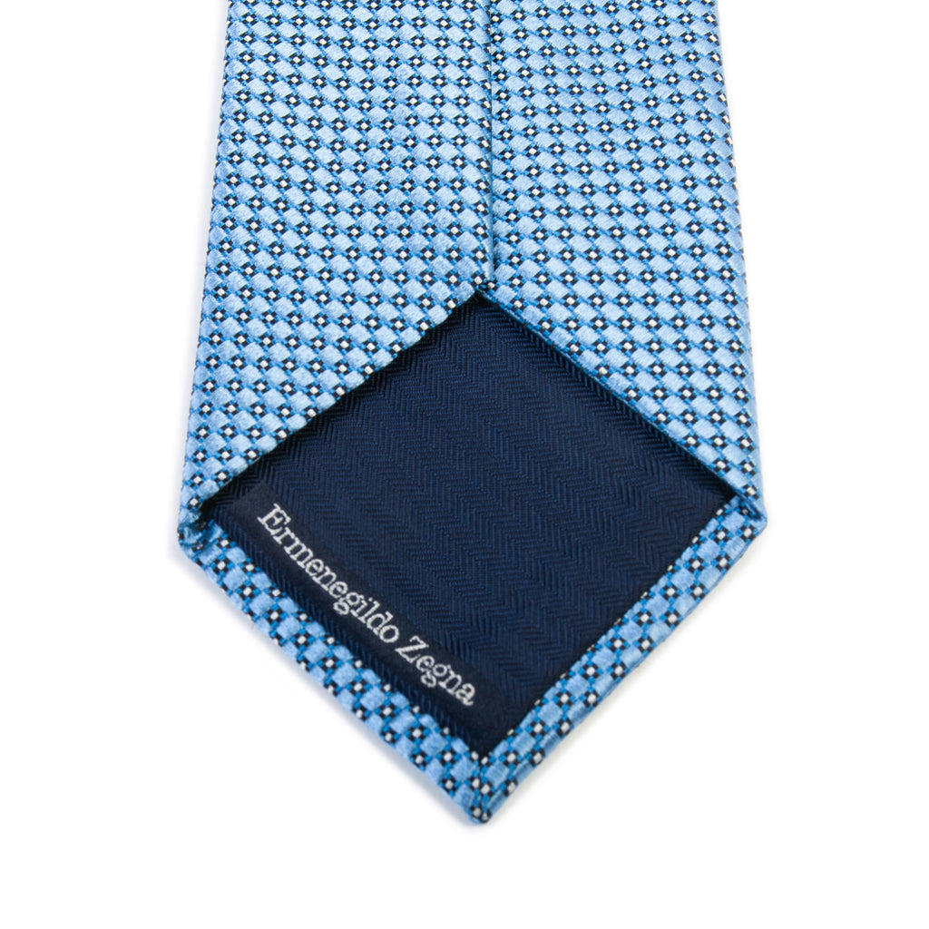 Ermenegildo Zegna Cornflower Blue Geometric Weave Tie